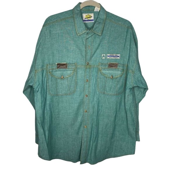 Vintage MTO Button Up Men's XL Green‎ LS Sleeve 90s Jade *Flaw Read** - Picture 1 of 10